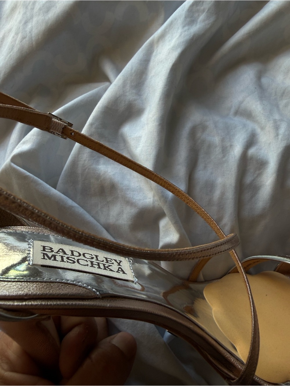 Badgley Mischka Metallic Rose Gold Strappy Stiletto Sandal - Picture 13 of 16
